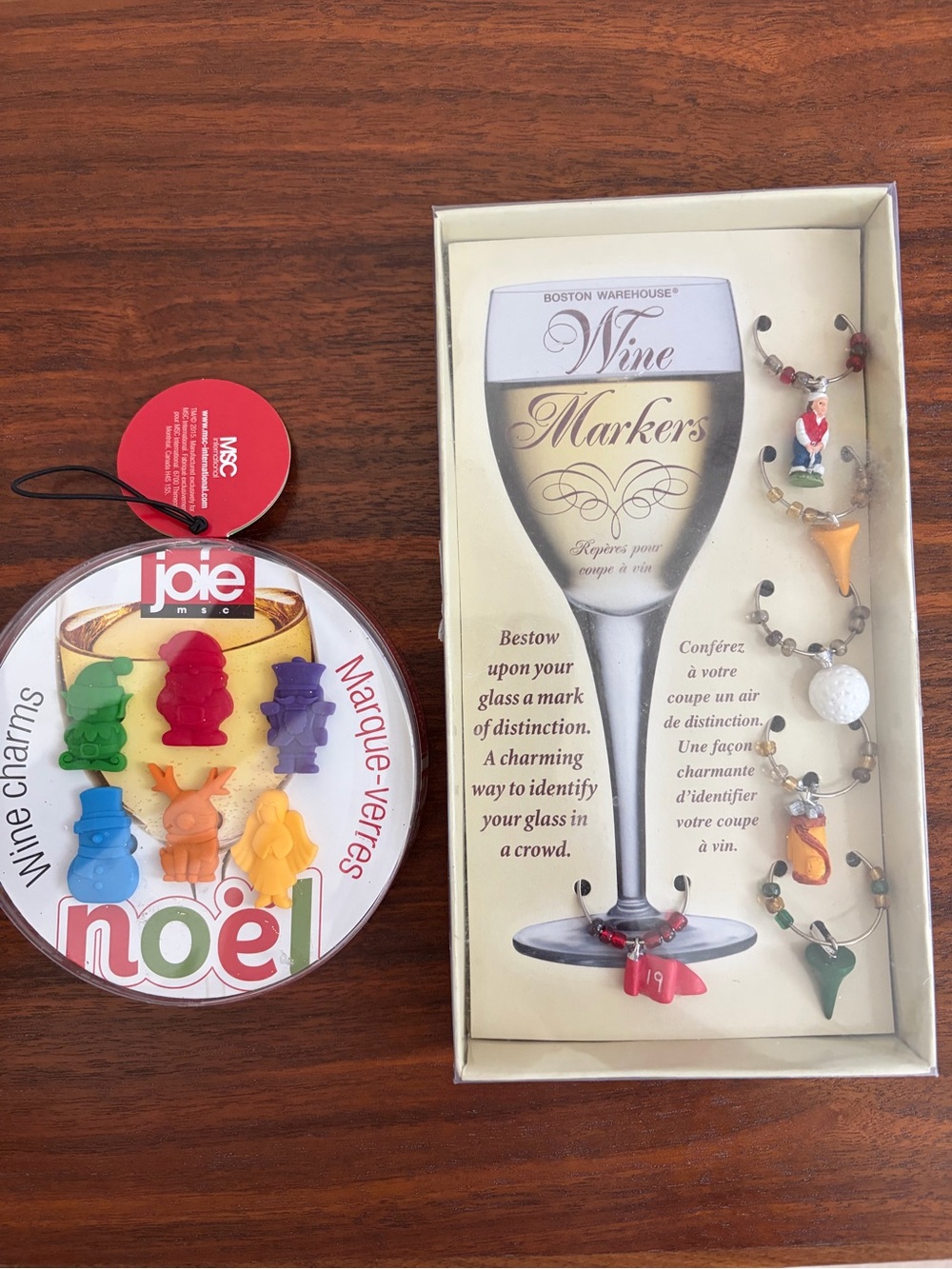 Boston Warehouse Wine Markers & Joie Noël Multicolor Wine Charms Set